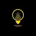 Bulb logo with line technology, Light bulb idea icon with circuit board inside. Business idea concept. Lamp formed by chip Royalty Free Stock Photo