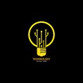 Bulb logo with line technology, Light bulb idea icon with circuit board inside. Business idea concept. Lamp formed by chip Royalty Free Stock Photo