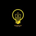 Bulb logo with line technology, Light bulb idea icon with circuit board inside. Business idea concept. Lamp formed by chip Royalty Free Stock Photo