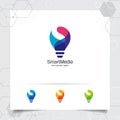 Bulb logo smart idea design concept of letter S symbol and colorful lamp vector icon. Smart idea logo used for studio, Royalty Free Stock Photo