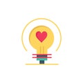 Bulb, Love, Heart, Wedding  Flat Color Icon. Vector icon banner Template Royalty Free Stock Photo