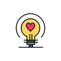Bulb, Love, Heart, Wedding  Flat Color Icon. Vector icon banner Template Royalty Free Stock Photo