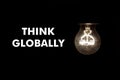 Bulb with message THINK GLOBALLY
