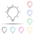 Bulb multi color set icon. Simple thin line, outline vector of web icons for ui and ux, website or mobile application Royalty Free Stock Photo