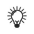 Light bulb icon in white background. Idea flat vector illustration. Icons for design, website. Royalty Free Stock Photo