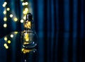 Bulb with reflection with a nice blurry bokeh effect. photography art, light bokeh, reflection, night photography, background, Royalty Free Stock Photo