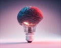Bulb in the shape of a brain. Brainstorming creative idea