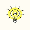 Sketch of bulb icon with idea concept, Hand drawn Royalty Free Stock Photo