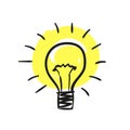 Sketch of bulb icon with idea concept, Hand drawn vector Royalty Free Stock Photo