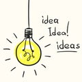 Sketch of bulb icon with idea concept, Hand drawn Royalty Free Stock Photo