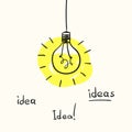 Sketch of bulb icon with idea concept, Hand drawn Royalty Free Stock Photo