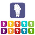 Bulb sticker icons set flat