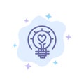 Bulb, Valentine, Light, Light Bulb, Tips Blue Icon on Abstract Cloud Background
