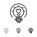 Bulb, Valentine, Light, Light Bulb, Tips Bold and thin black line icon set