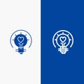 Bulb, Valentine, Light, Light Bulb, Tips Line and Glyph Solid icon Blue banner Line and Glyph Solid icon Blue banner