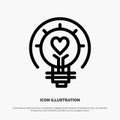 Bulb, Valentine, Light, Light Bulb, Tips Line Icon Vector