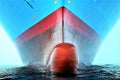 Bulbous bow of the big container ship.