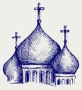 The bulbous domes of orthodox cathedral temple