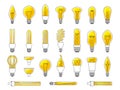 Bulbs collections. Energy items symbols recent vector simple pictures set