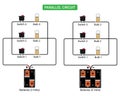 Parallel circuit with 3 Bulbs and 3 Switches