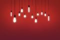 Bulbs electric and a light as a concept background color Red Royalty Free Stock Photo