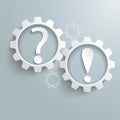 2 Bulbs Gears Question Exclamation Mark Infographic Royalty Free Stock Photo