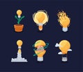bulbs ideas six icons Royalty Free Stock Photo