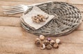 Bulbs of Ixia on a wooden table. Selective focus Royalty Free Stock Photo