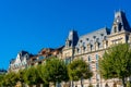 Buldings behind a lakeside promenade of the swiss city Geneva, S