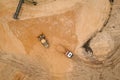 Buldozer machinery work in in opencast sand quarry