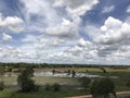 Bule sky,surrounding large mountain area with paddy fields