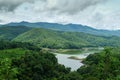 Mountain and reservoir in thailand. Royalty Free Stock Photo