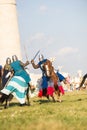 Bulgar, Russian Federation - August 2018, - battle of the knights at the medieval festival