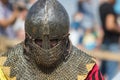 Bulgar, Russian Federation - August 2018, - knight tournament, knight before the fight.