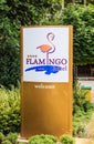 Bulgaria, Black Sea Coast, seaside resort Albena,the poster with name of Flamingo Grand Hotel