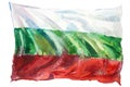 Bulgaria, bulgarian flag. Hand drawn watercolor illustration.