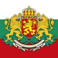 Bulgaria coat of arms on the Bulgarian flag, EU Royalty Free Stock Photo