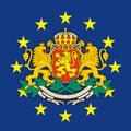 Bulgaria coat of arms on the European Union flag Royalty Free Stock Photo