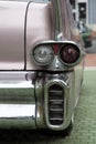 Bulgaria, Elhovo - October 07, 2017 : rear detail of Pink Cadillac .Pink Cadillac Series 62 Coupe 1958 Badge