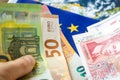 Bulgaria euro, joining the euro zone, exchange of Bulgarian lev money for euro Royalty Free Stock Photo
