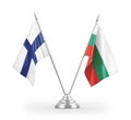 Bulgaria and Finland table flags isolated on white 3D rendering Royalty Free Stock Photo