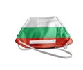 Bulgaria flag on anti pollution mask medical protection
