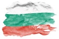 Bulgaria flag is depicted in liquid watercolor style isolated on white background