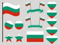 Bulgaria flag set. Collection of symbols heart and circle. Vector