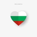 Bulgaria heart shaped flag. Origami paper cut Bulgarian national banner
