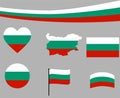 Bulgaria Flag Map Ribbon And Heart Icons Vector Illustration Abstract