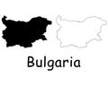 Bulgaria Country Map. Black silhouette and outline isolated on white background. EPS Vector