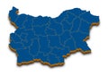 Bulgaria map vector. High detailed administrative 3D map of Bulgaria with dropped shadow. Vector blue isometric silhouette with ad