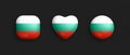 Bulgaria Official National Flag 3D Vector Glossy Icons Isolated On Black Background