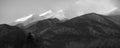 Bulgaria Pirin peaks mountain banner, bw Royalty Free Stock Photo